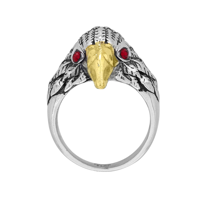 Anillo de águila en acero, con cristales, de la coleccion Forza
