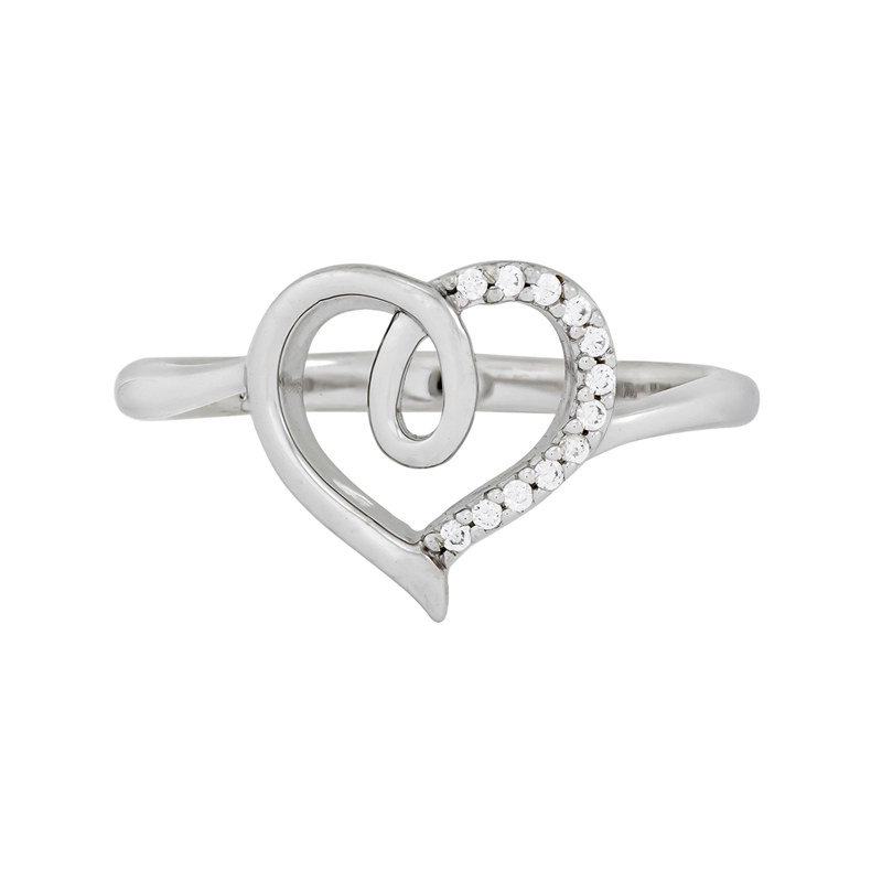 Anillo de corazón en plata Ley 925, con cristales, de la coleccion Sueños