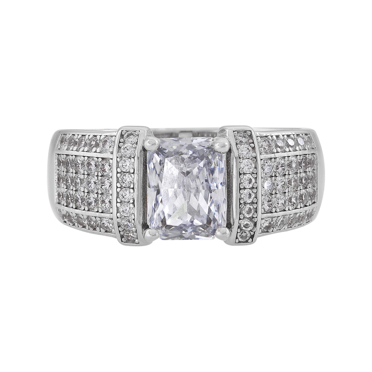 Anillo en plata Ley 925, con cristal central y decoración en cristales, de la coleccion Sueños