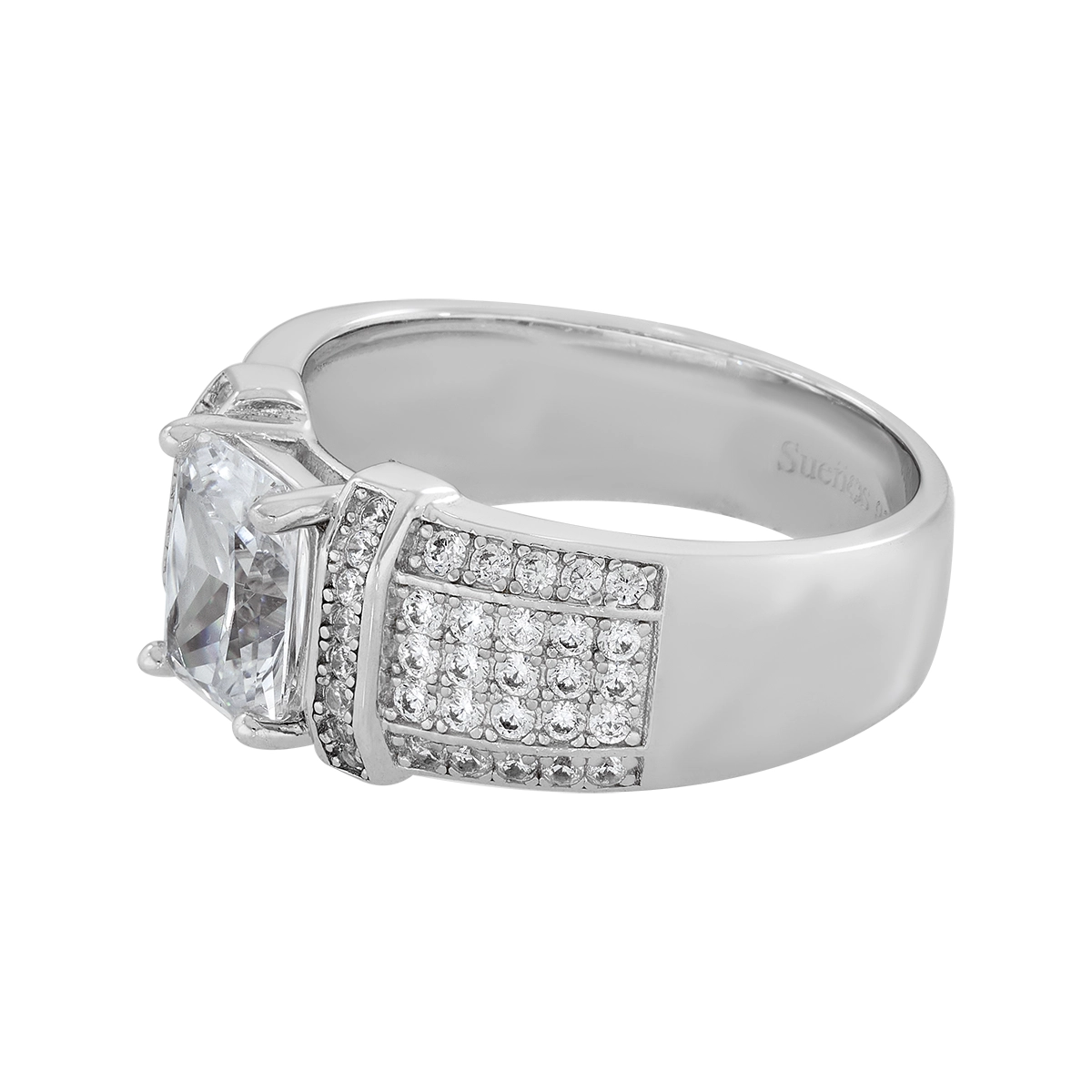 Anillo en plata Ley 925, con cristal central y decoración en cristales, de la coleccion Sueños