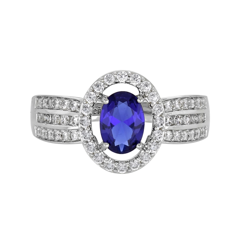 Anillo en plata Ley 925, con cristal central y decoración en cristales, de la coleccion Sueños