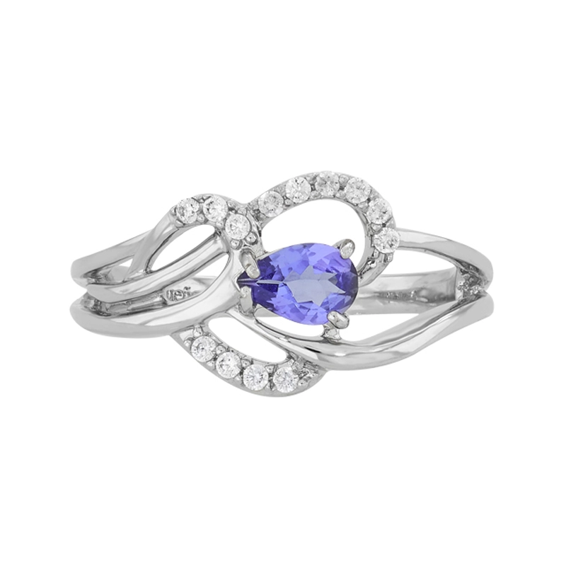 Anillo en plata Ley 925, con cristal central y decoración en cristales, de la coleccion Sueños