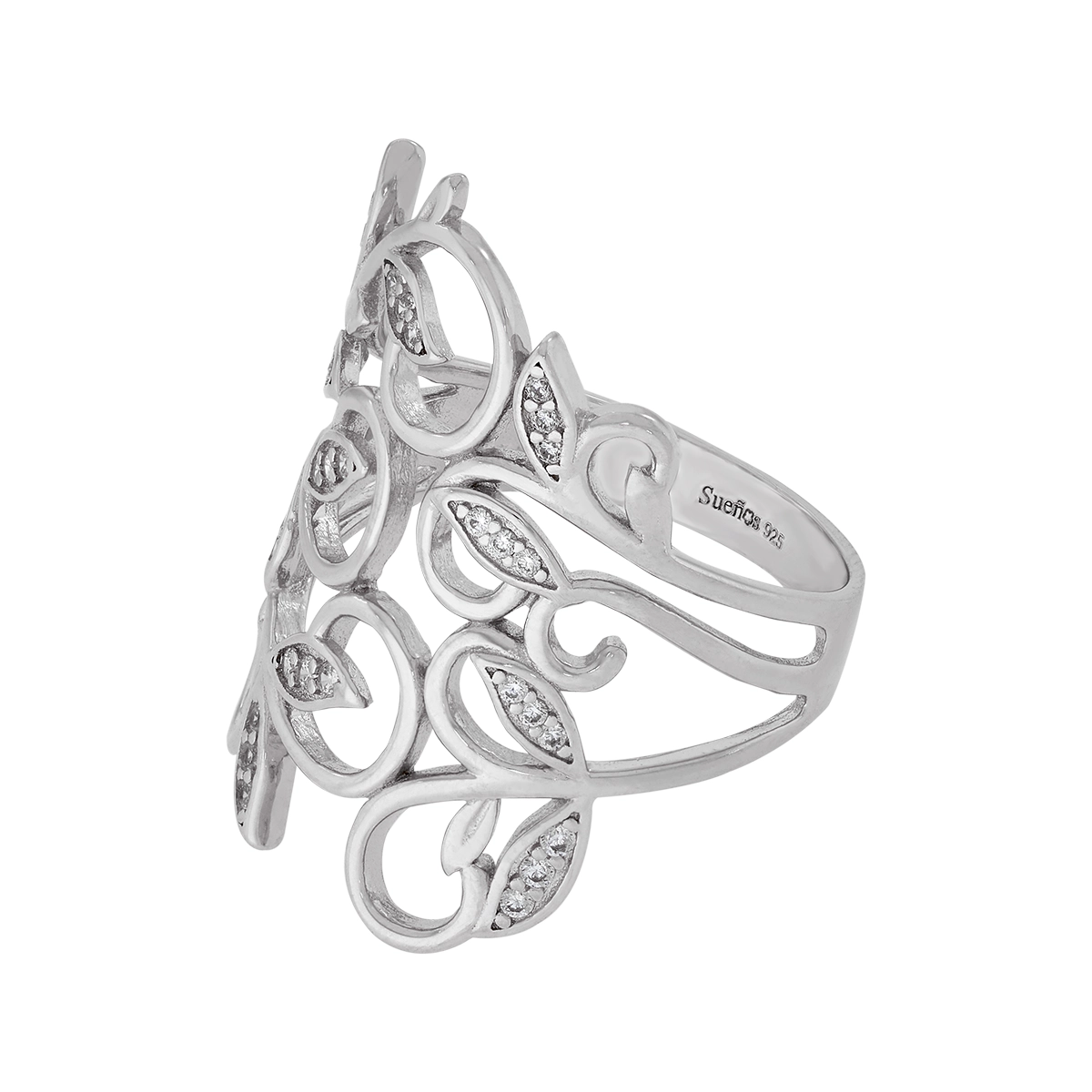 Anillo en plata Ley 925, con cristales, de la coleccion Sueños