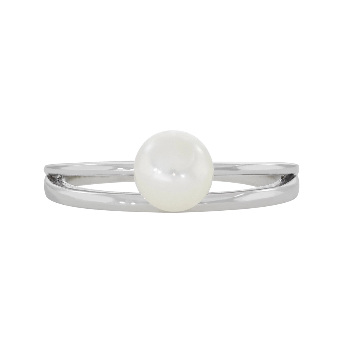 Anillo en plata Ley 925, con perla central de 5 mm de ancho aprox, de la coleccion Sueños