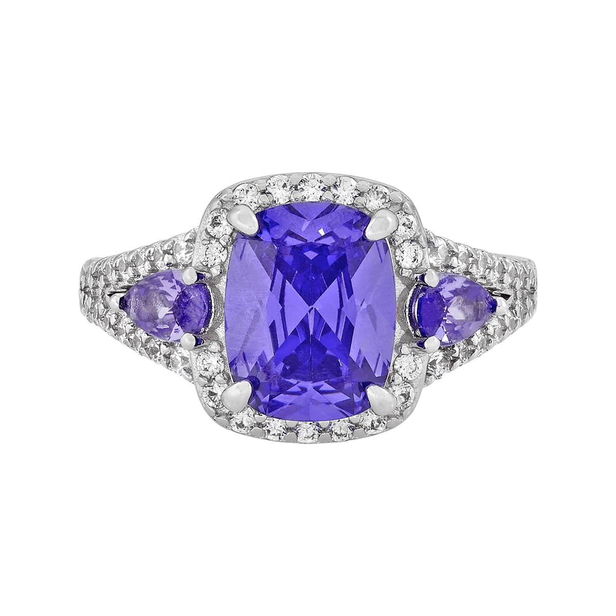 Anillo en plata Ley 925, con cristal central, decoración en cristales y cristales, de la coleccion Sueños