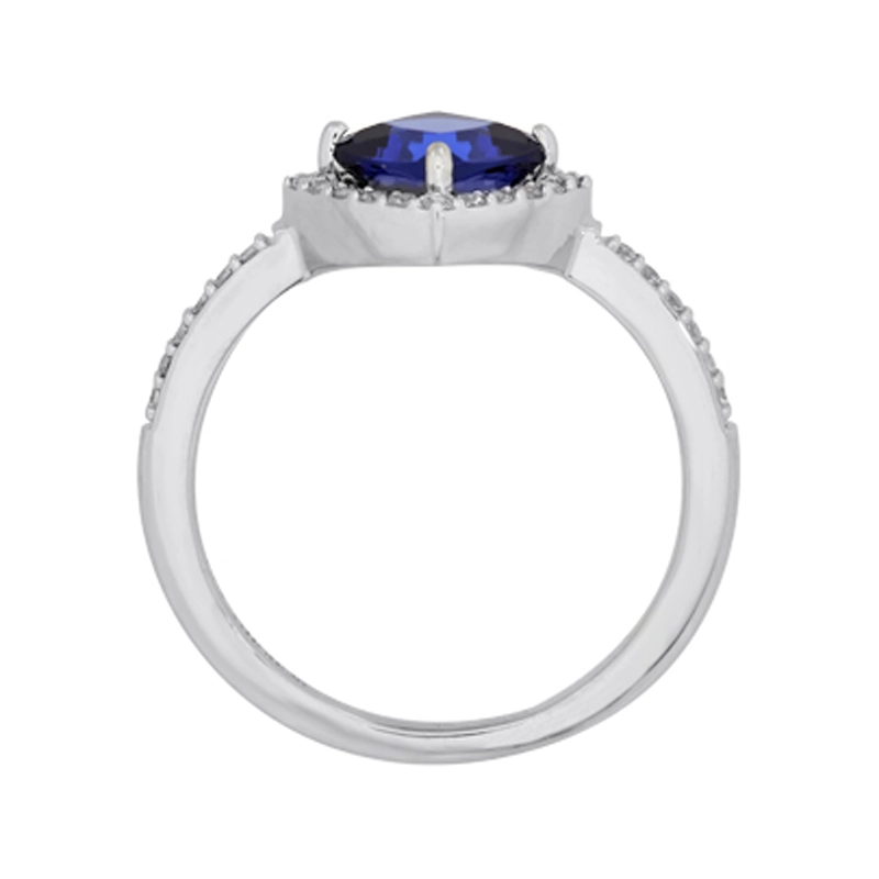 Anillo en plata Ley 925, con cristal central y decoración en cristales, de la coleccion Sueños