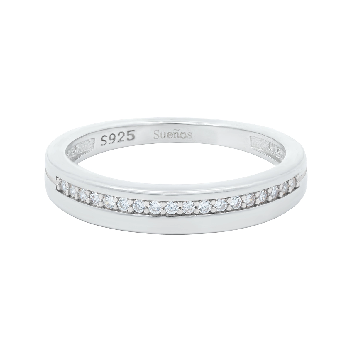 Anillo en plata Ley 925, con zircones, 3 mm. de ancho, de la coleccion Sueños