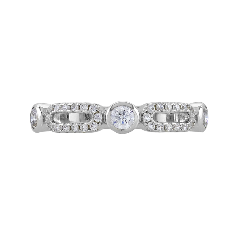 Anillo en plata Ley 925, con zircones, de la coleccion Sueños