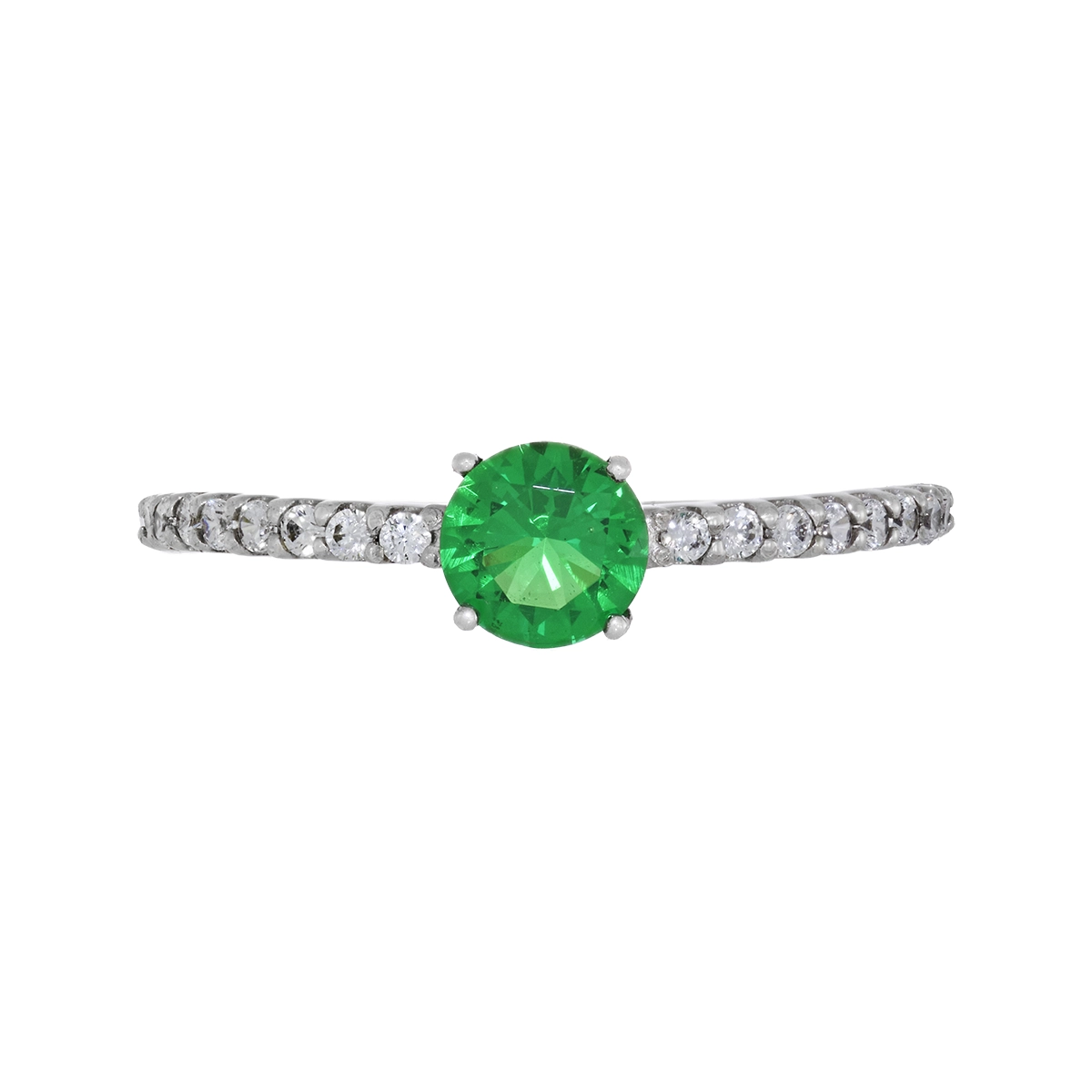 Anillo en plata Ley 925, con zircón col central y decoración en zircones, de la coleccion Sueños