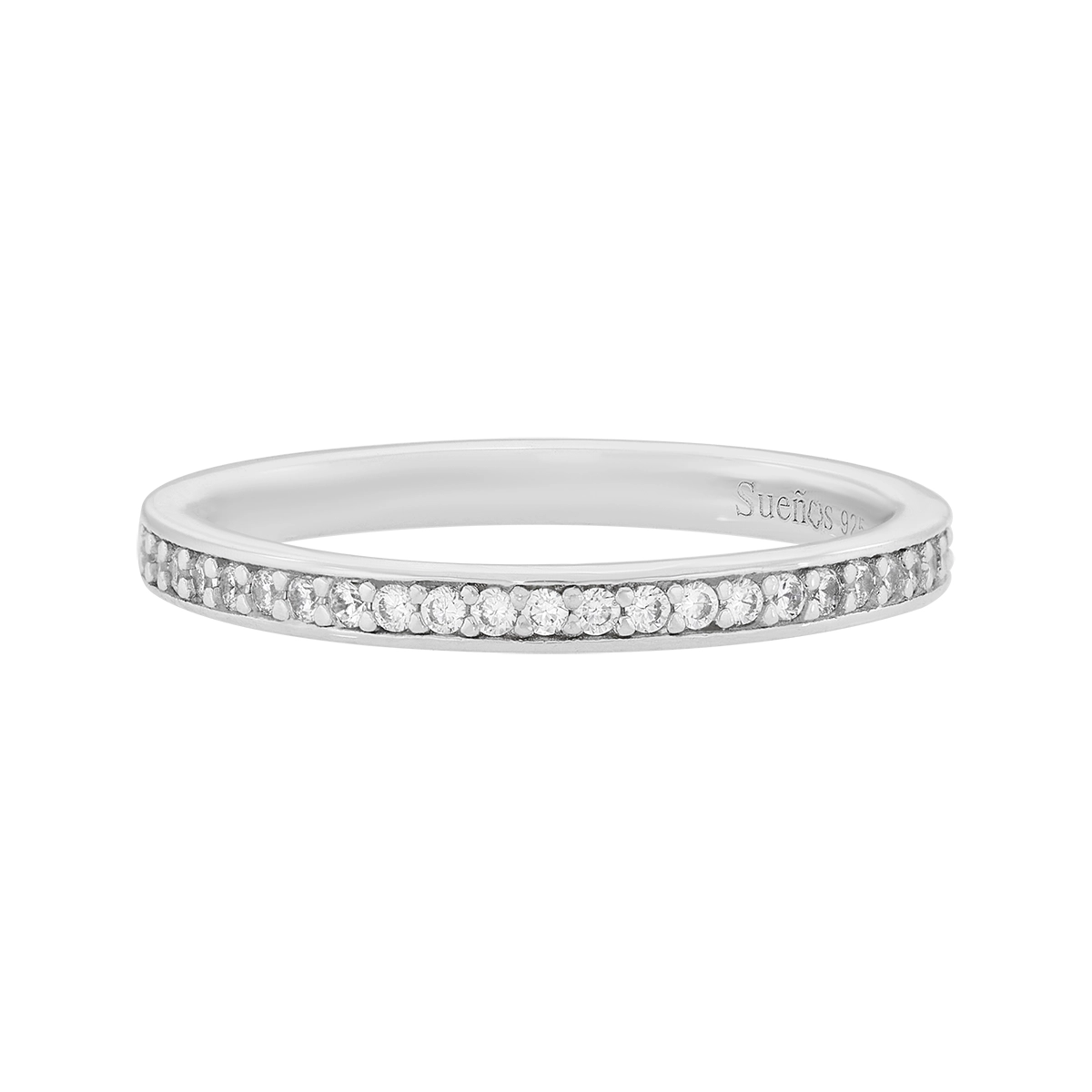 Anillo en plata Ley 925, con cristales, 2 mm. de ancho, de la coleccion Sueños