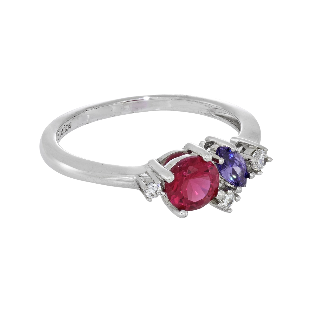 Anillo en plata Ley 925, con zircón col central, decoración en zircón col y zircones, de la coleccion Sueños