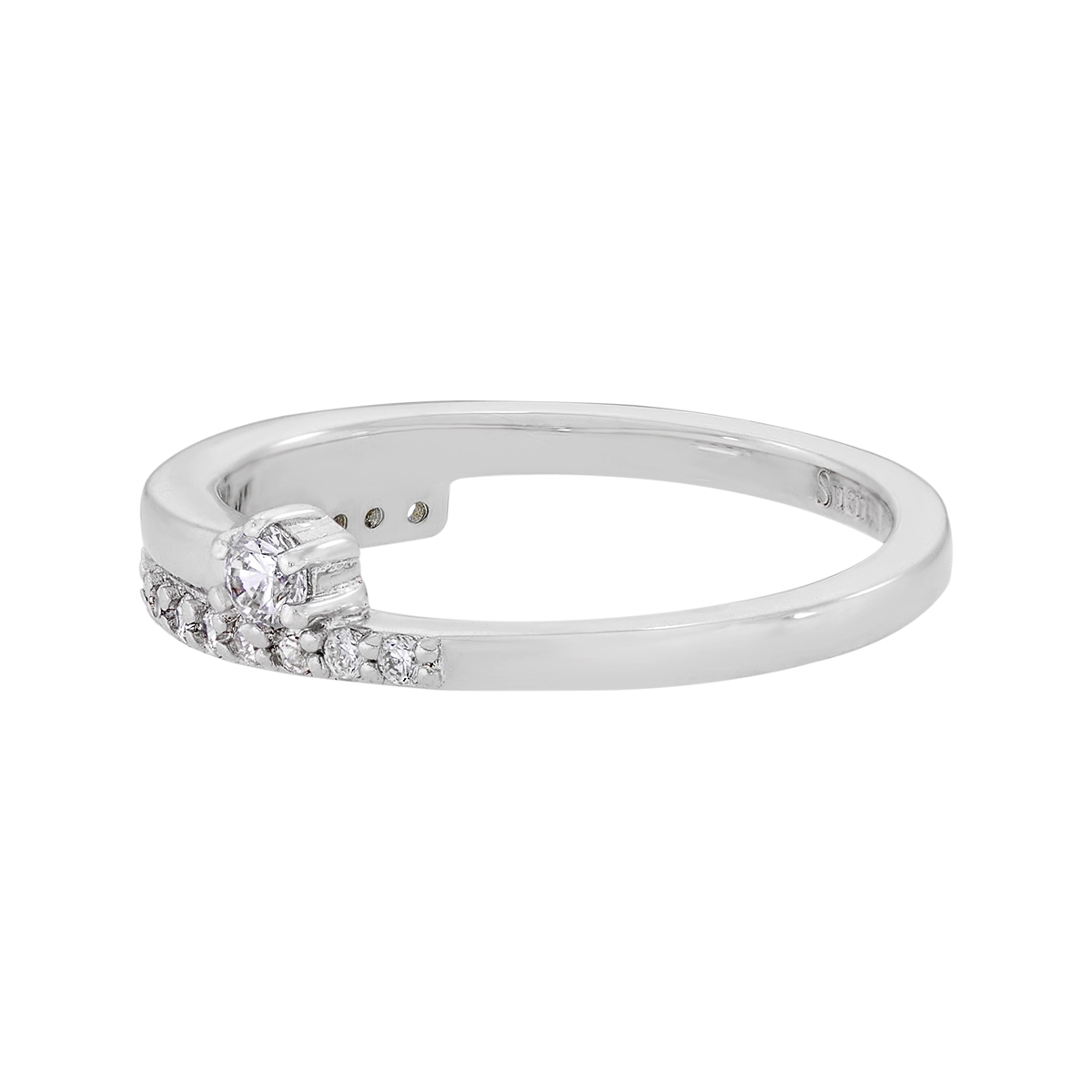 Anillo en plata Ley 925, con cristal central y decoración en cristales, de la coleccion Sueños