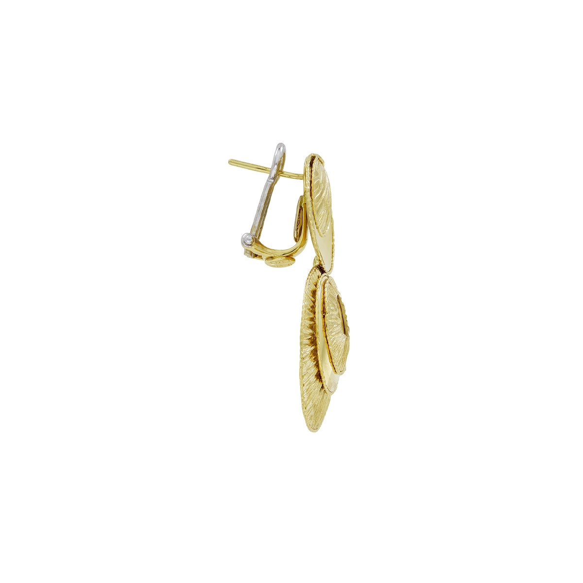 Aretes en oro amarillo de 18 Kilates satinado, Figuras geométricas