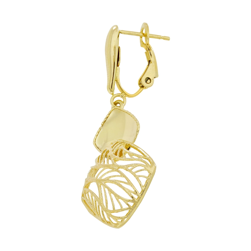 Aretes en oro amarillo de 18 Kilates con visos, Figuras geométricas