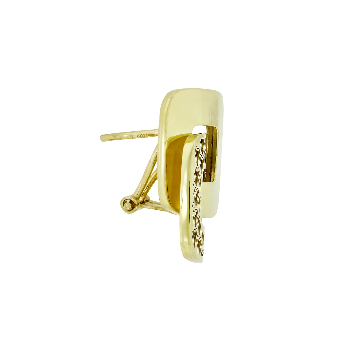 Aretes en oro amarillo de 18 Kilates con visos, Figuras geométricas