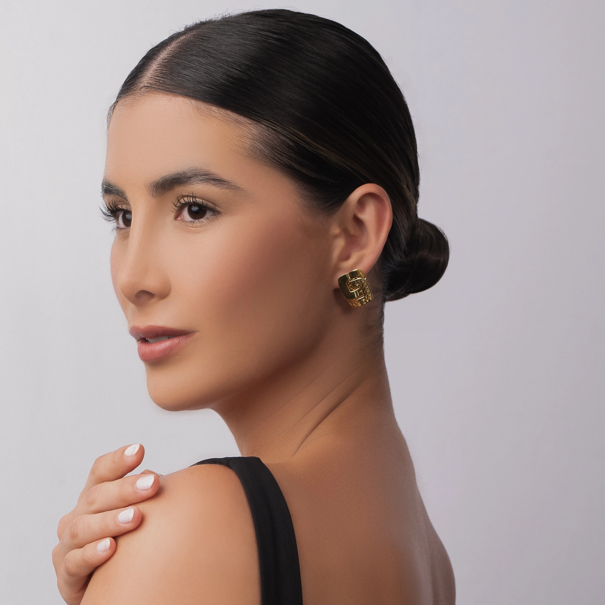 Aretes en oro amarillo de 18 Kilates con visos, Figuras geométricas