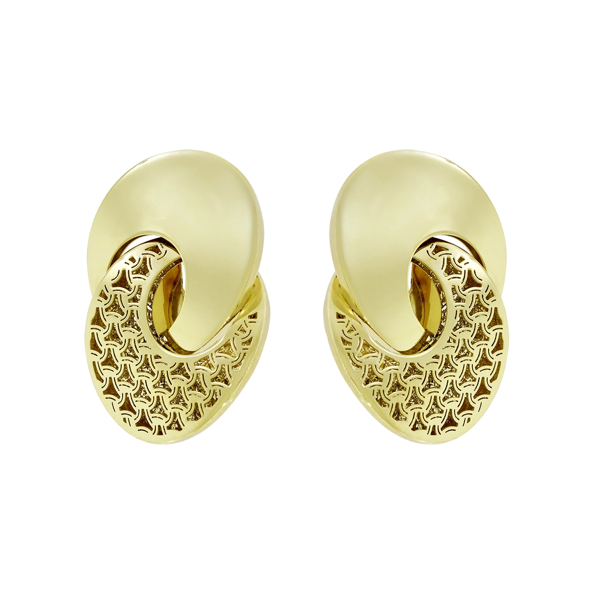 Aretes en oro amarillo de 18 Kilates con visos, Figuras geométricas