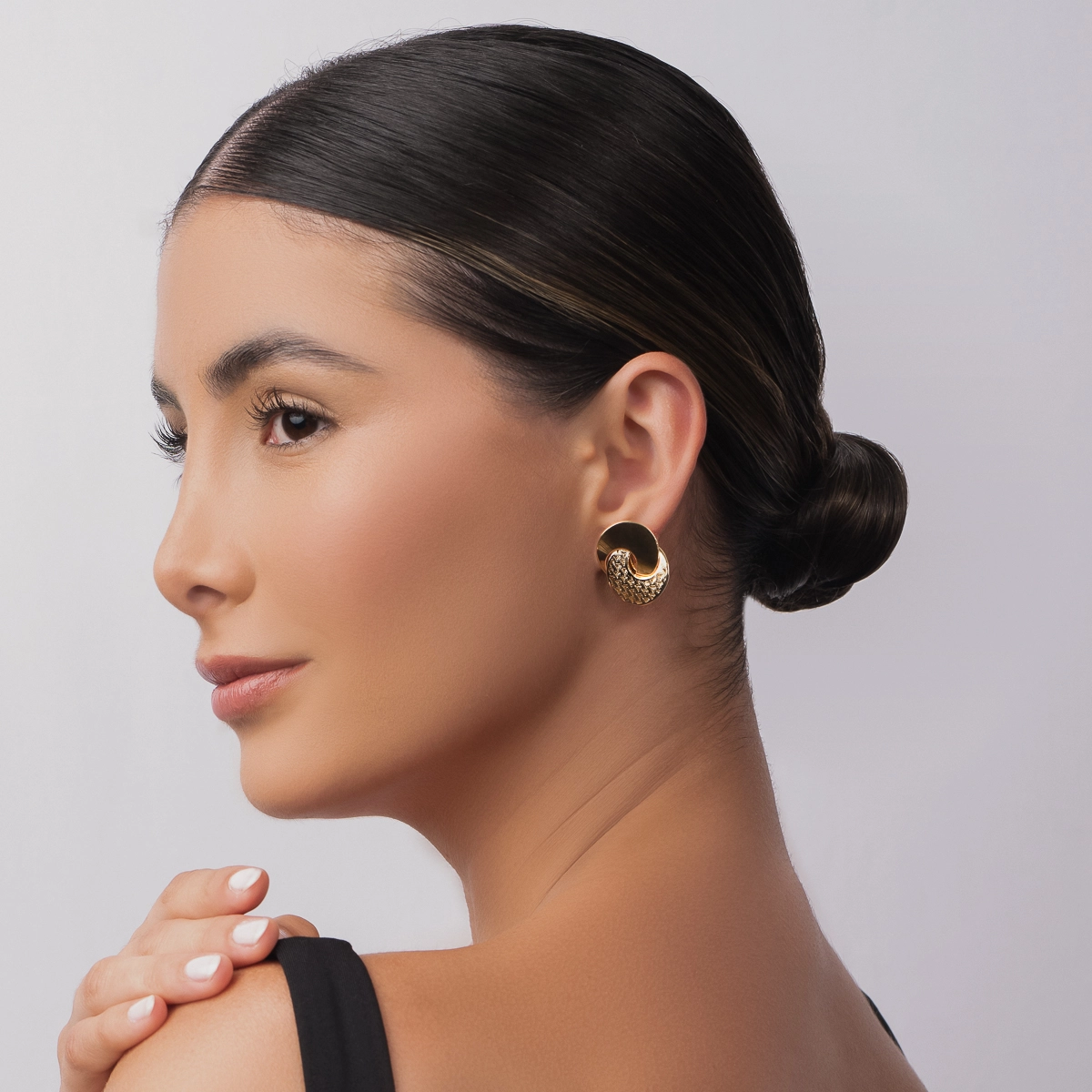 Aretes en oro amarillo de 18 Kilates con visos, Figuras geométricas