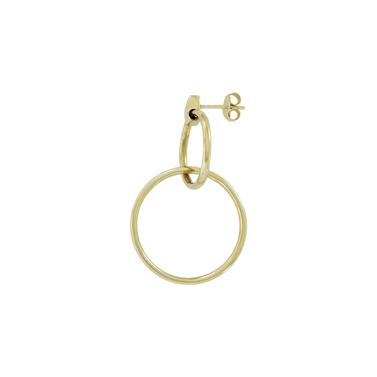 Aretes en oro amarillo de 18 Kilates, Figuras geométricas, 2 mm. de ancho