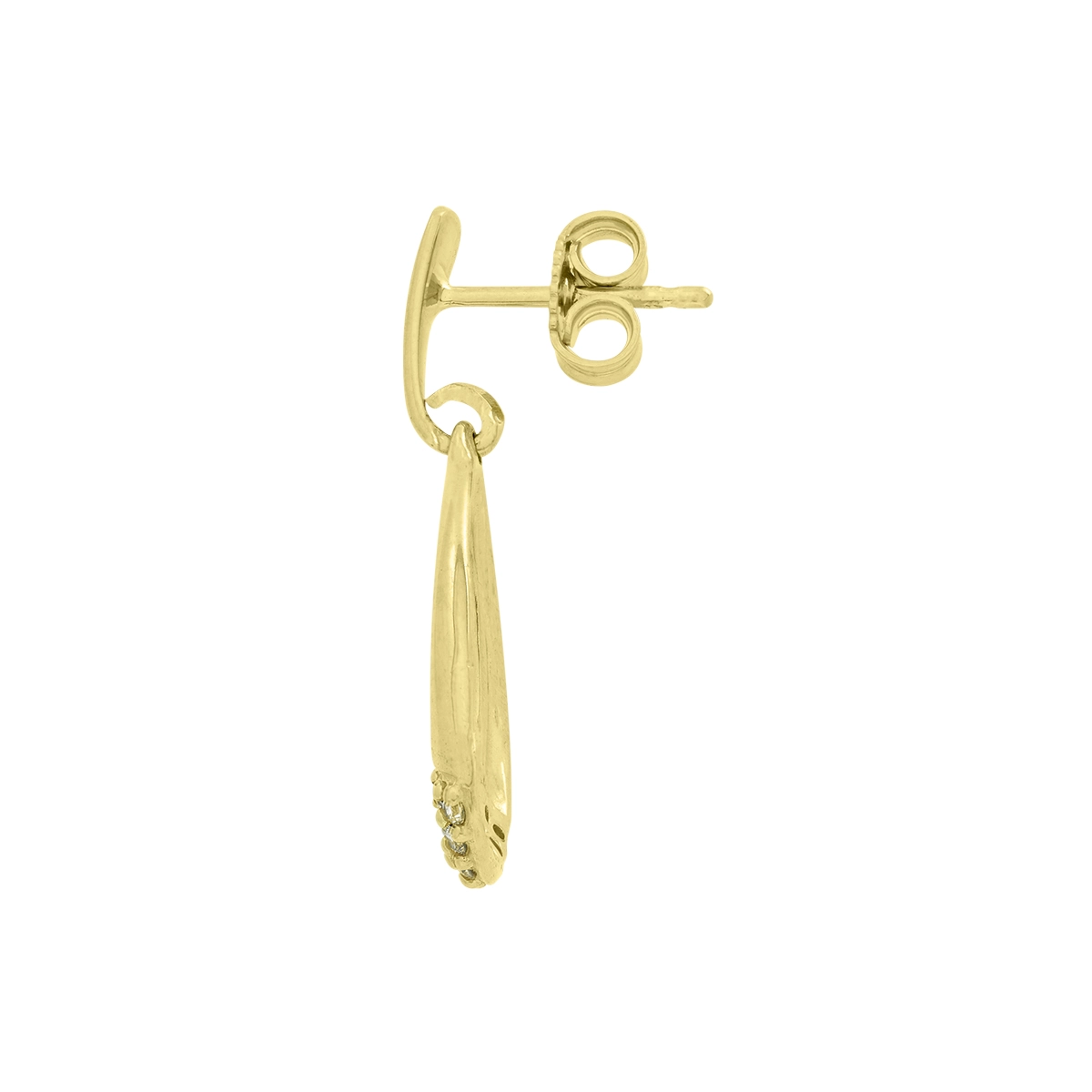 Aretes en oro amarillo de 18 Kilates, Lágrima, con zircones
