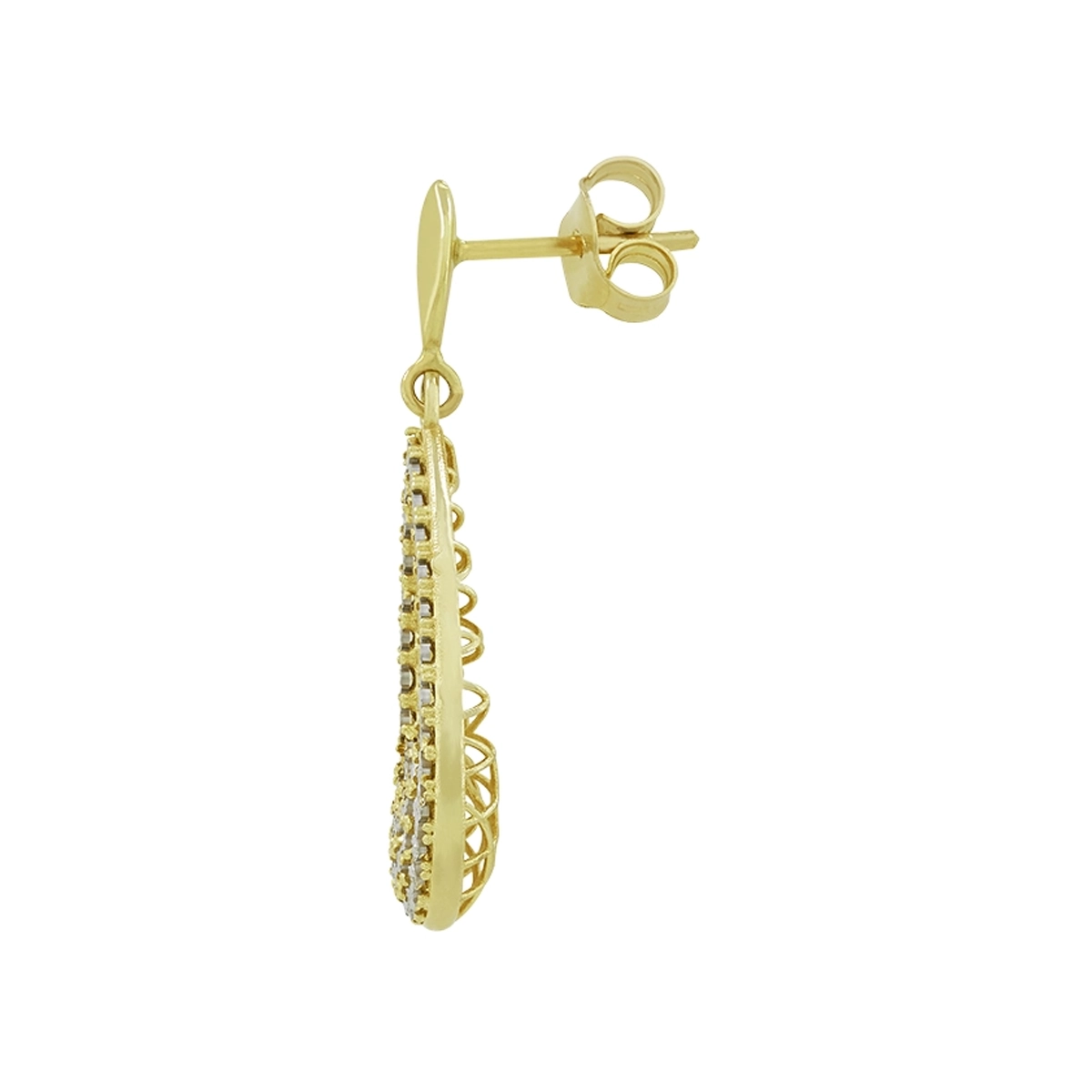 Aretes en oro amarillo de 18 Kilates con visos, Lágrima