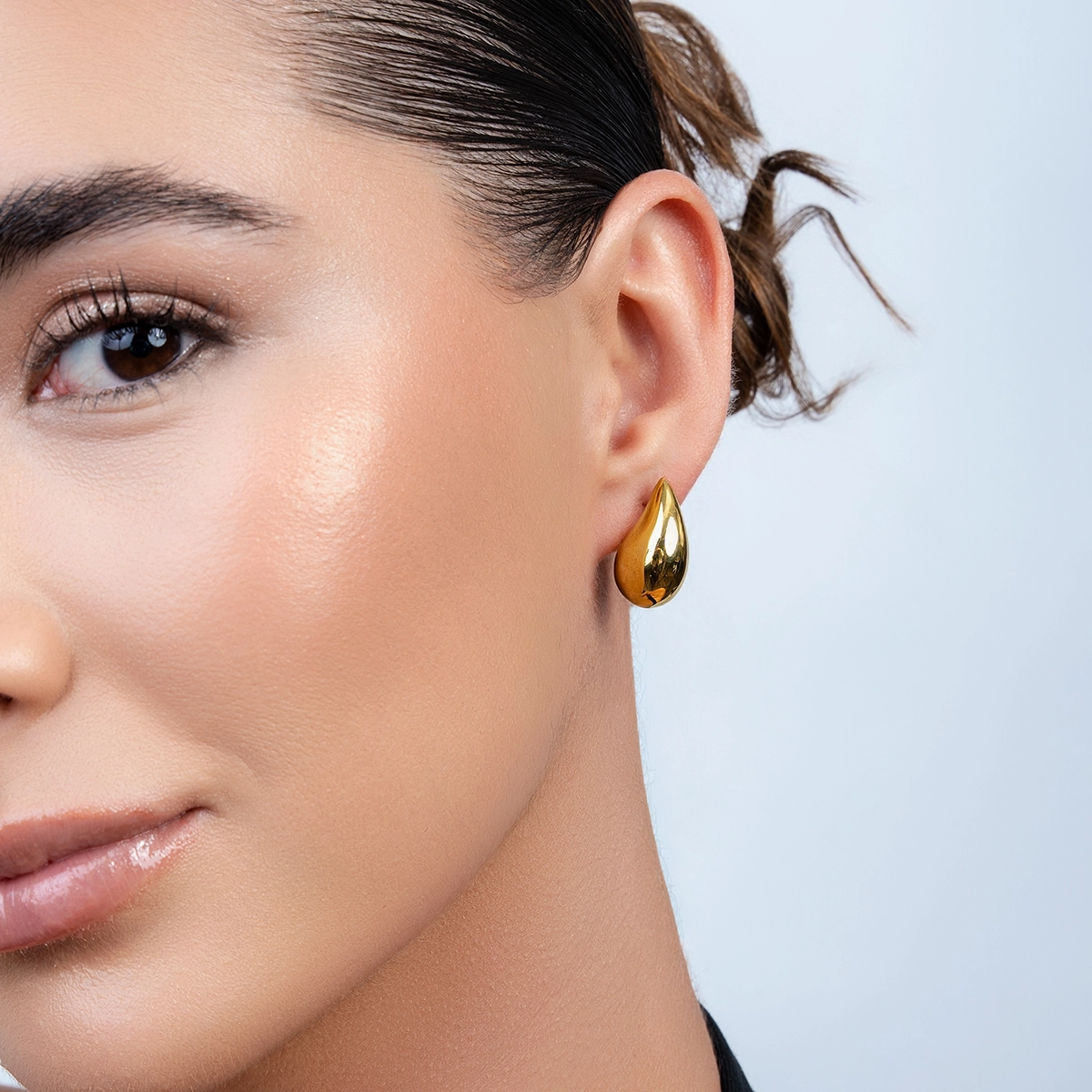 Aretes en oro amarillo de 18 Kilates, Lágrima