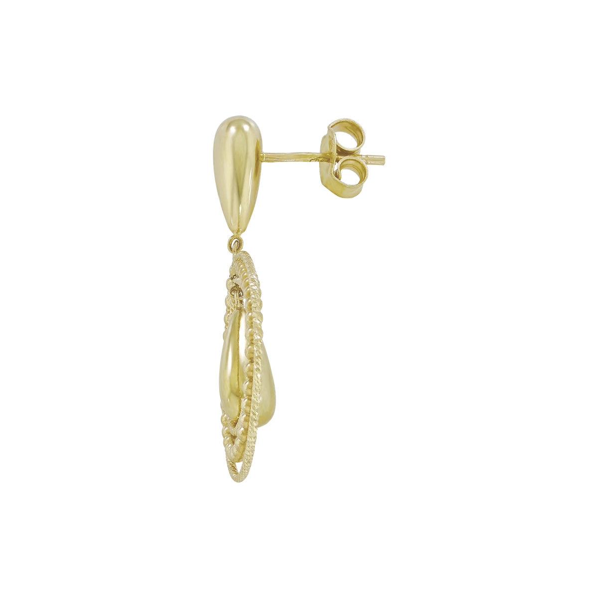 Aretes en oro amarillo de 18 Kilates con visos, Lágrima