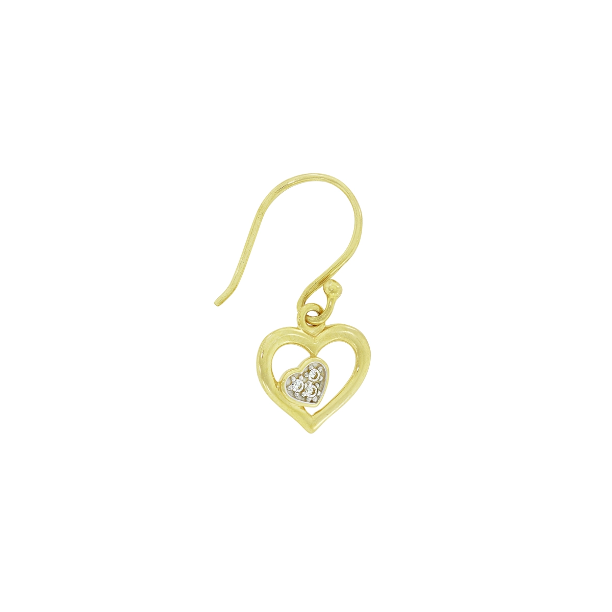 Aretes de corazón  en oro de 18 Kilates, con zircones