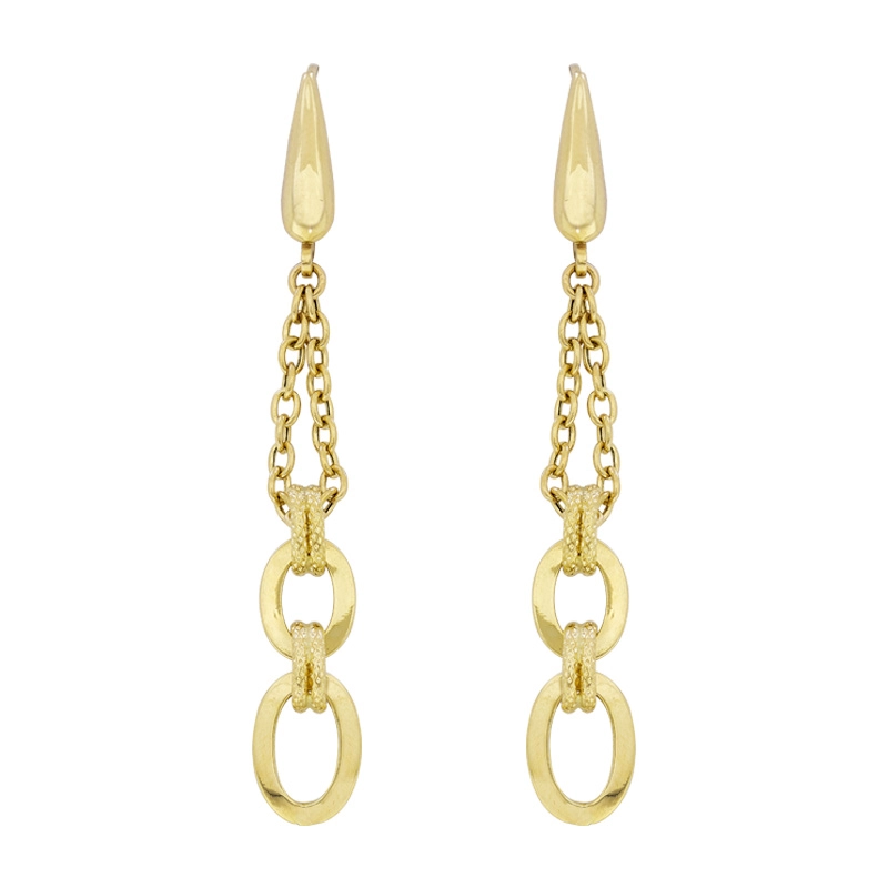Aretes en oro amarillo de 18 Kilates, Tiras