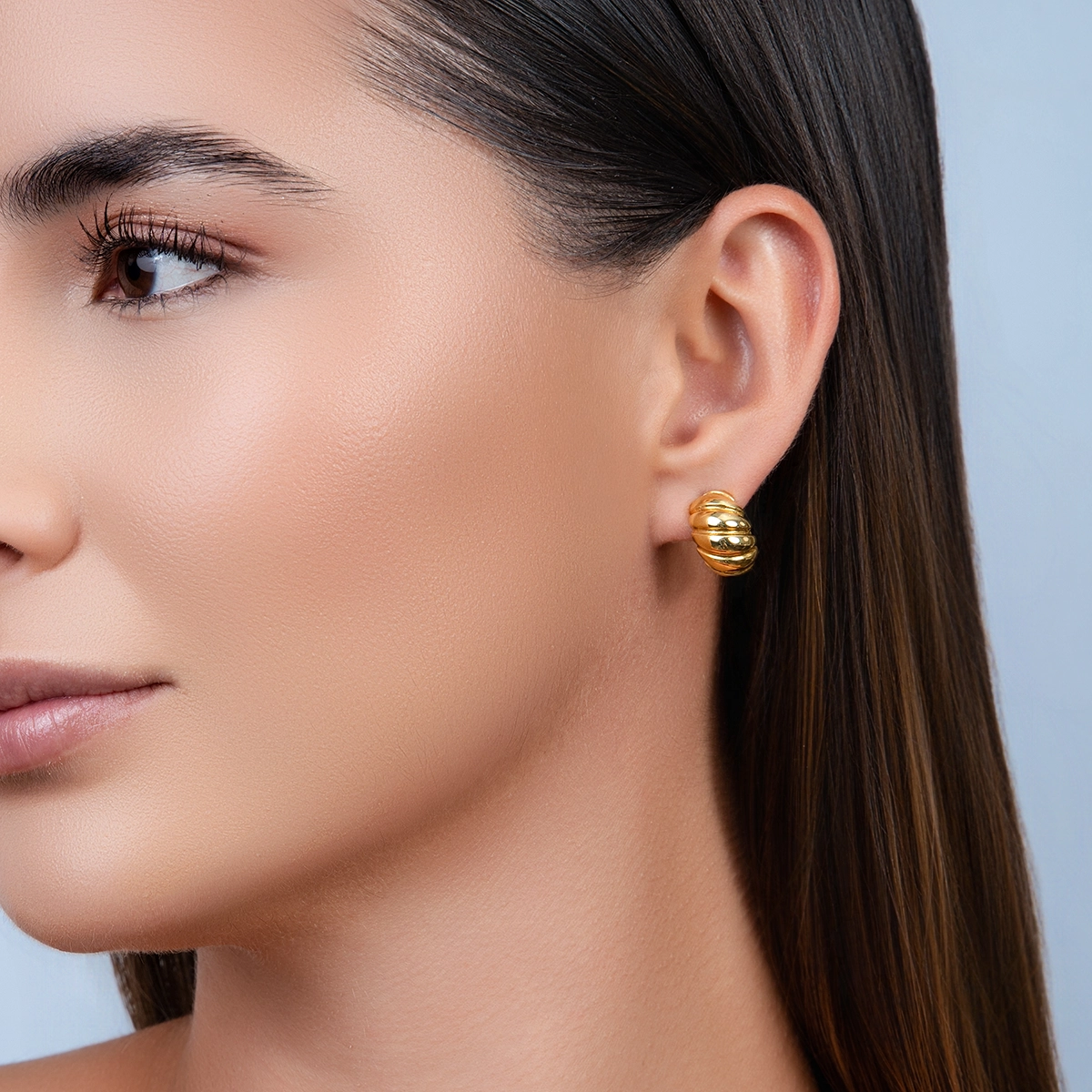 Aretes en oro amarillo de 18 Kilates, Franjas
