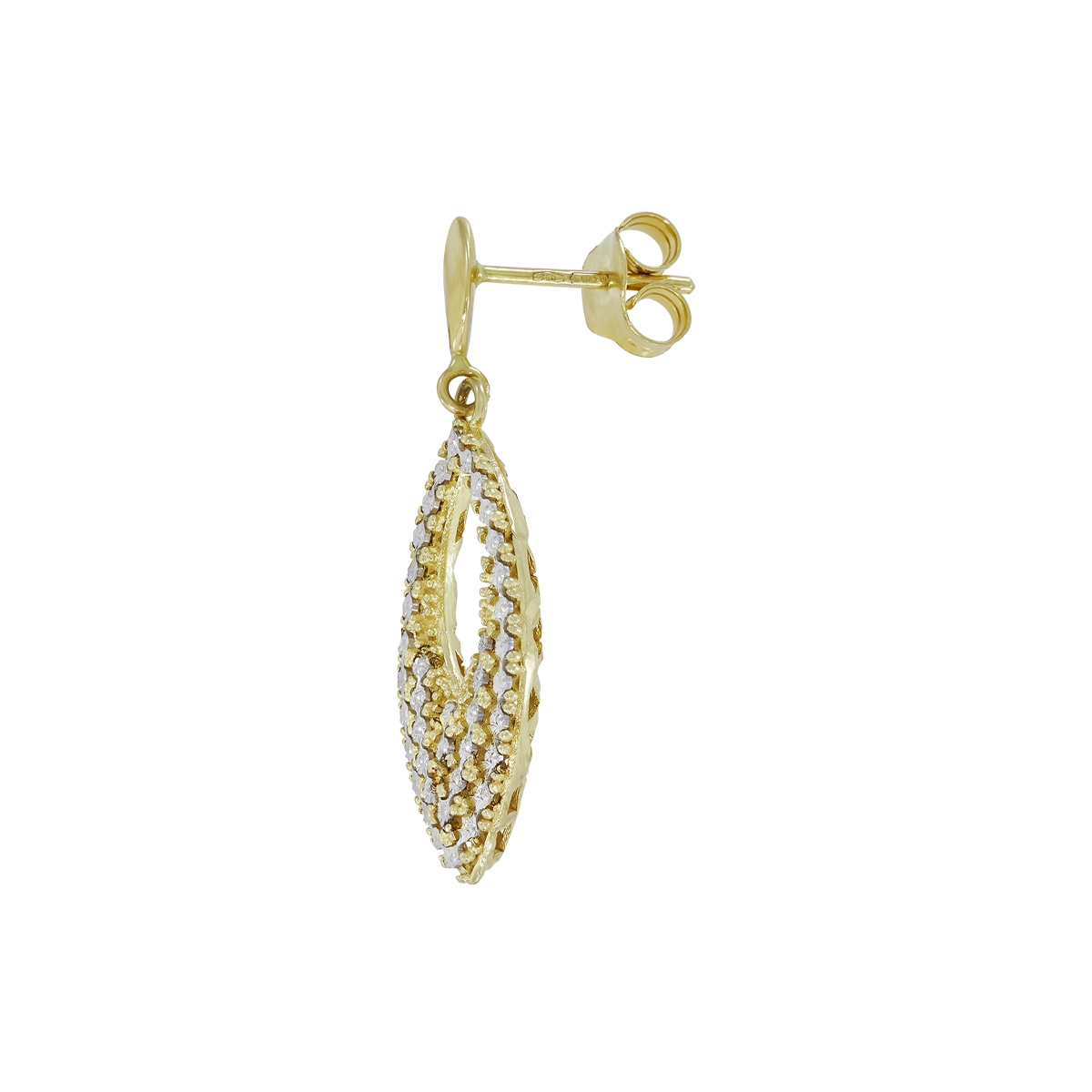 Aretes en oro amarillo de 18 Kilates con visos, Hoja