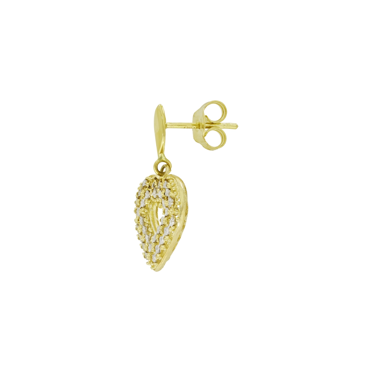 Aretes en oro amarillo de 18 Kilates con visos, Corazón