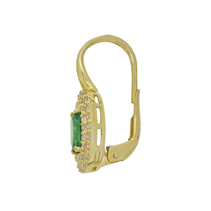 Aretes en oro amarillo de 18 Kilates, Uñas+decoración, con 2 zircones centrales y decoración en zircones