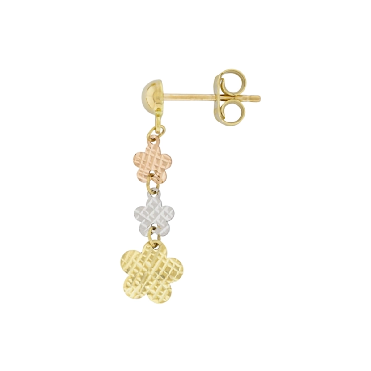 Aretes de flores en oro 18 Kilates con visos