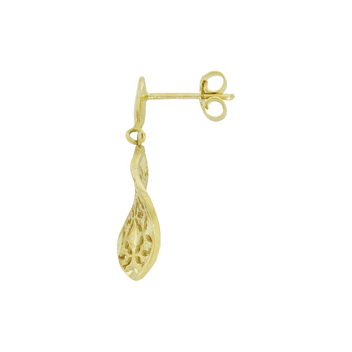 Aretes en oro amarillo de 18 Kilates con visos satinado, Hoja