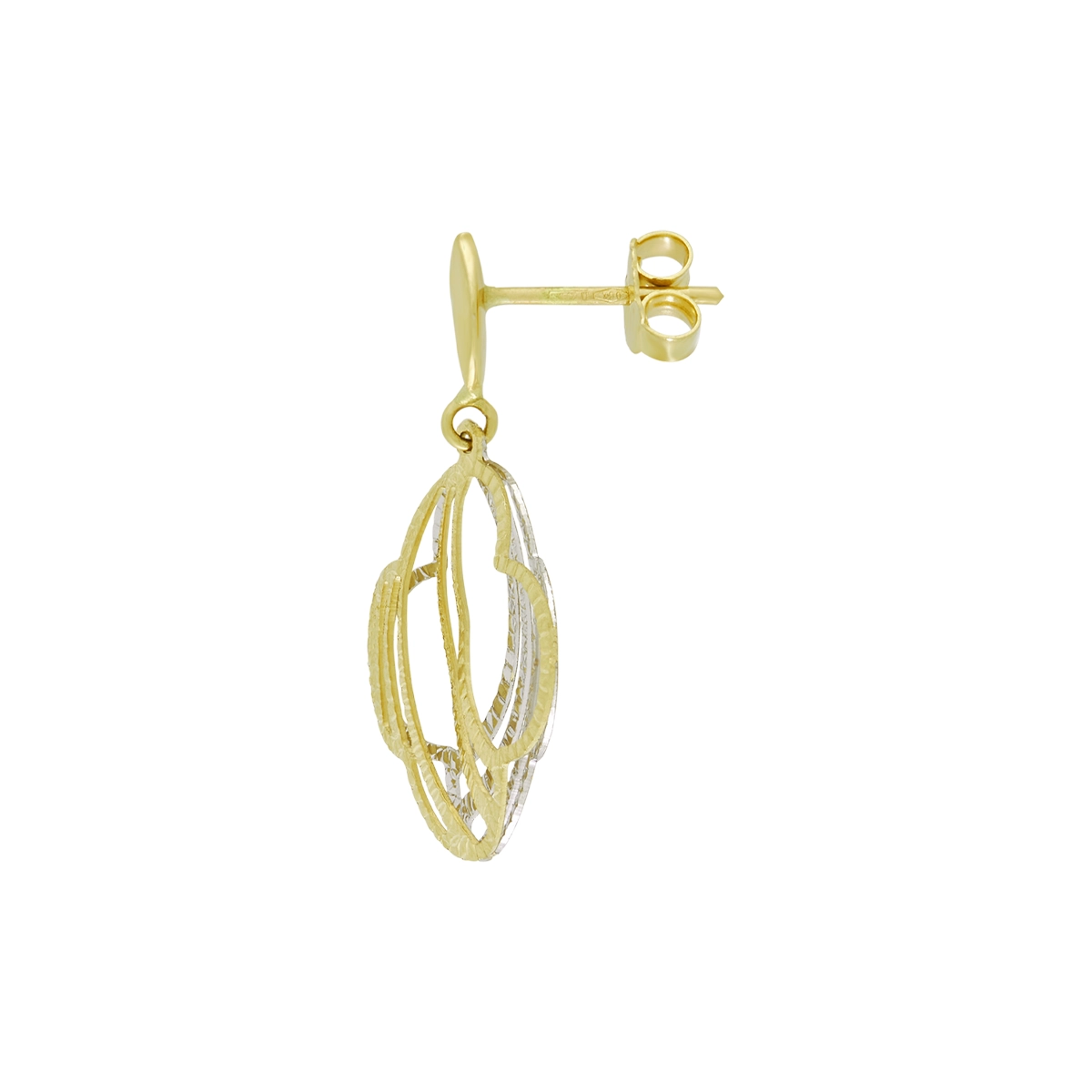 Aretes en oro amarillo de 18 Kilates con visos, Flores