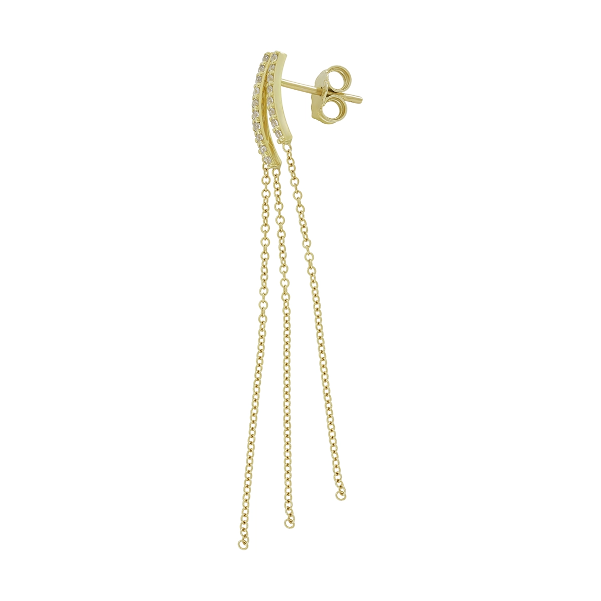 Aretes en oro amarillo de 18 Kilates, Tiras, con zircones