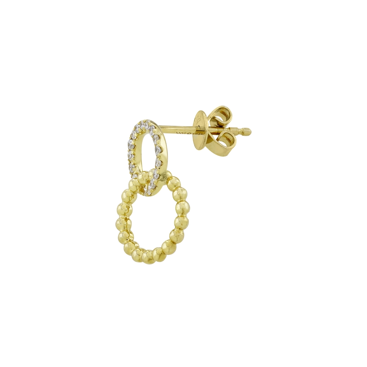 Aretes en oro amarillo de 18 Kilates, Figuras geométricas, con diamantes de 0.16 Ct