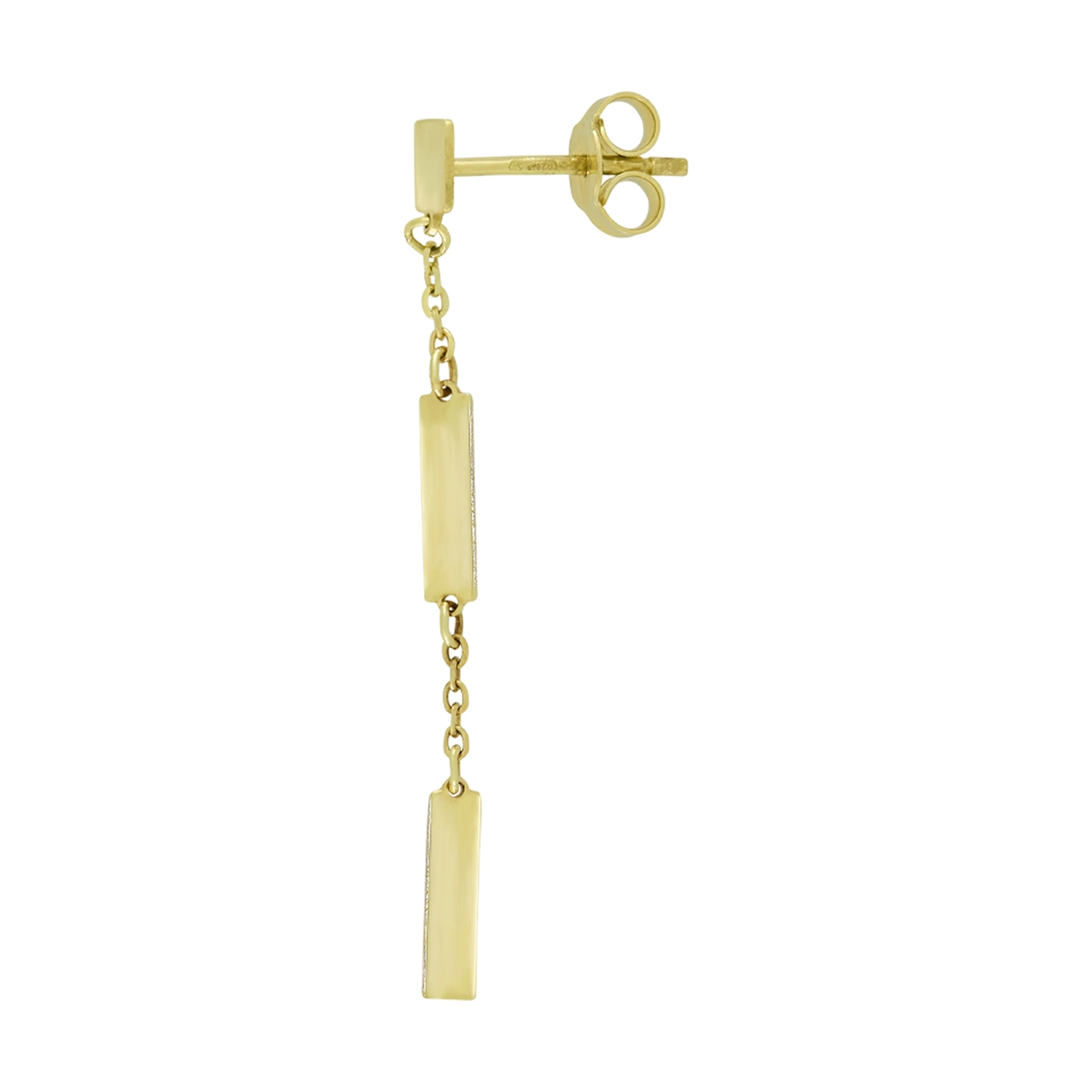 Aretes en oro amarillo de 18 Kilates, Barras