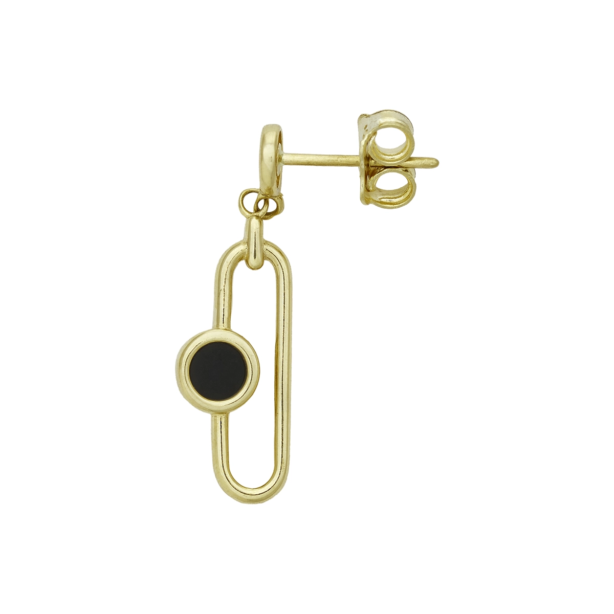 Aretes en oro amarillo de 18 Kilates, Figuras geométricas, con 2 onix centrales