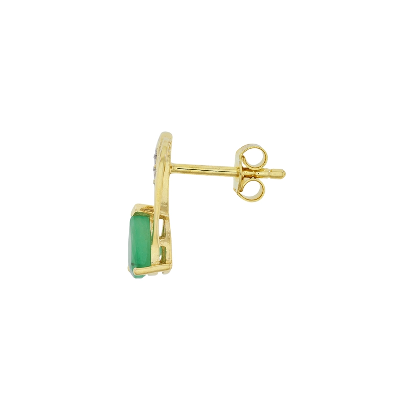 Aretes en oro amarillo de 18 Kilates, Franjas, con 2 esmeraldas centrales y decoración en zircones