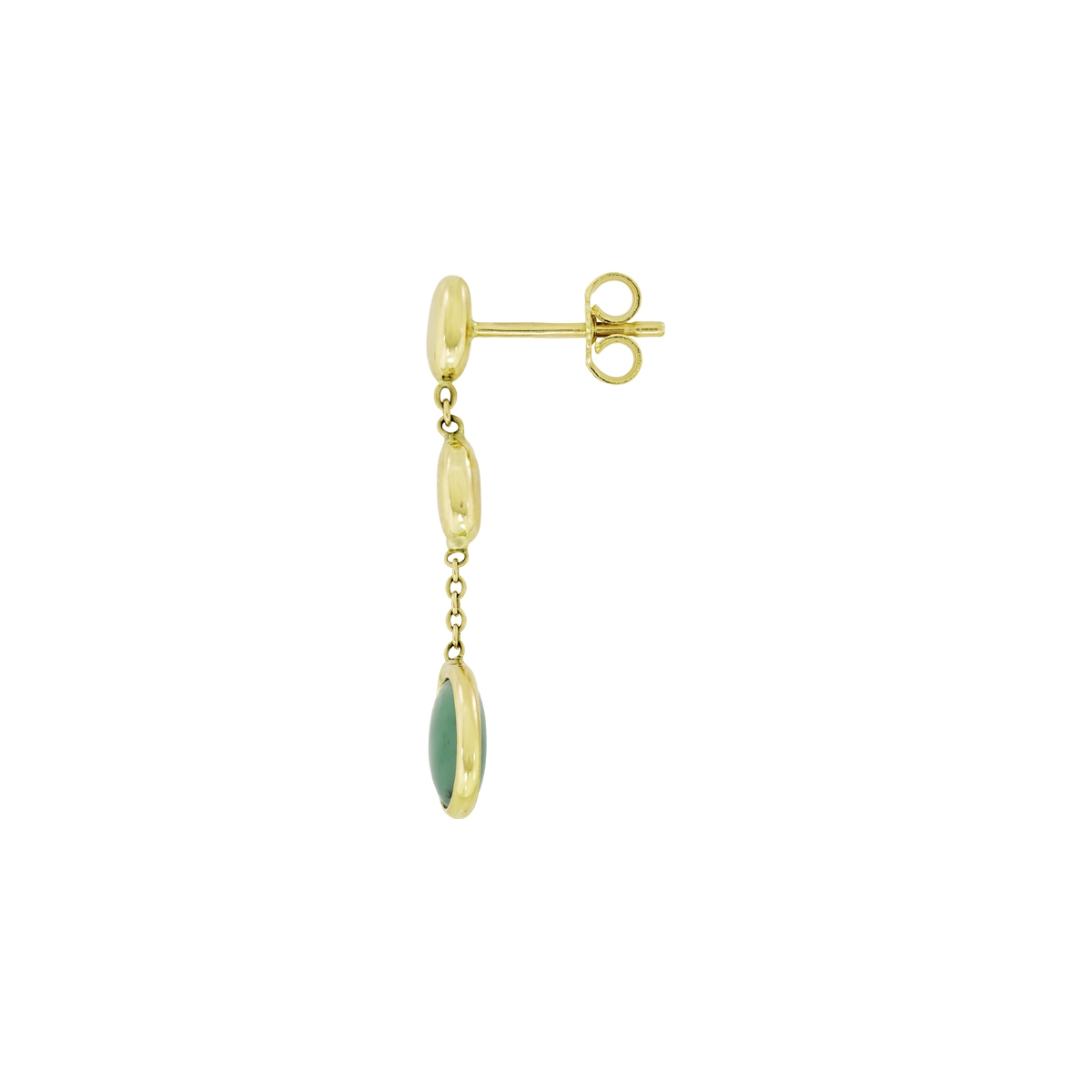 Aretes en oro amarillo de 18 Kilates, Figuras geométricas, con 2 esmeraldas centrales