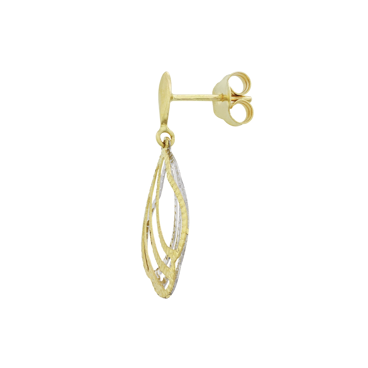 Aretes en oro amarillo de 18 Kilates con visos, Figuras geométricas