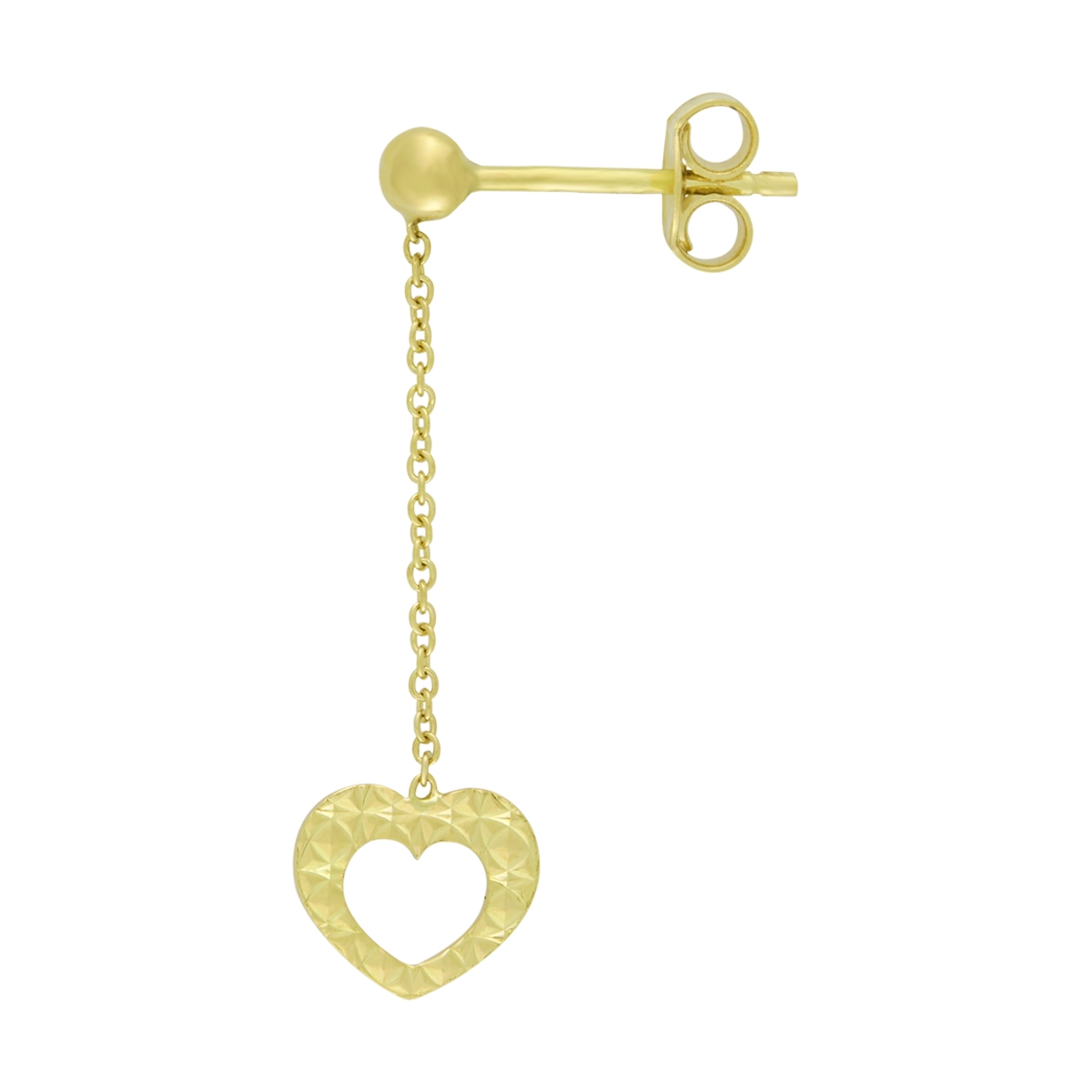 Aretes en oro amarillo de 18 Kilates con visos, Corazón