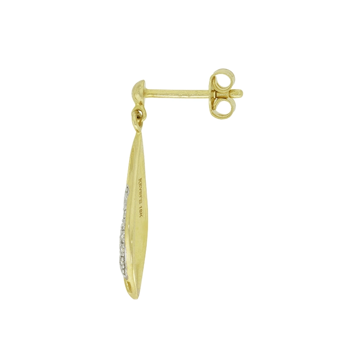 Aretes en oro amarillo de 18 Kilates, Hoja, con diamantes de 0.10 Ct