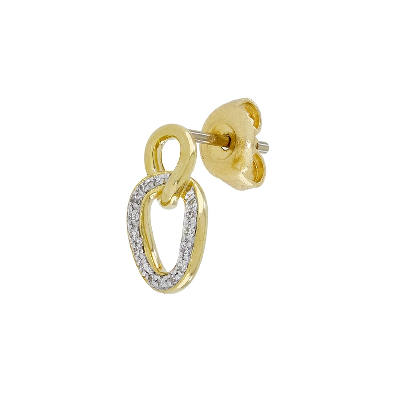 Aretes en oro amarillo de 18 Kilates, Figuras geométricas, con diamantes de 0.10 Ct