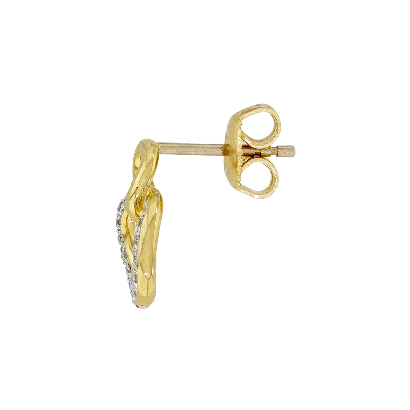 Aretes en oro amarillo de 18 Kilates, Figuras geométricas, con diamantes de 0.10 Ct