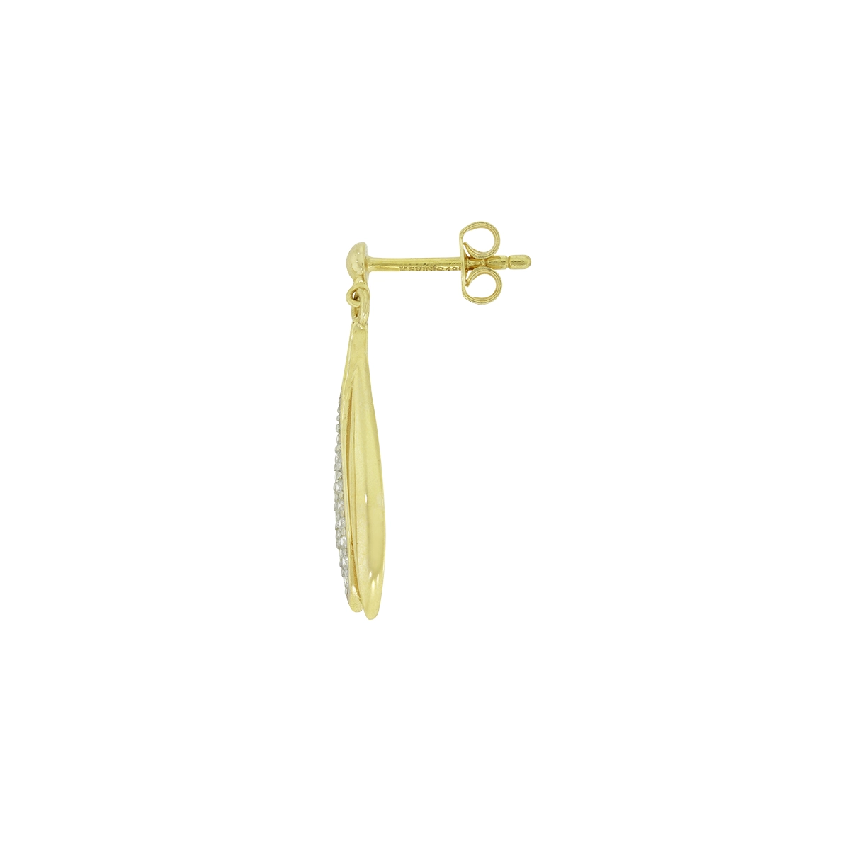 Aretes en oro amarillo de 18 Kilates, Hoja, con zircones
