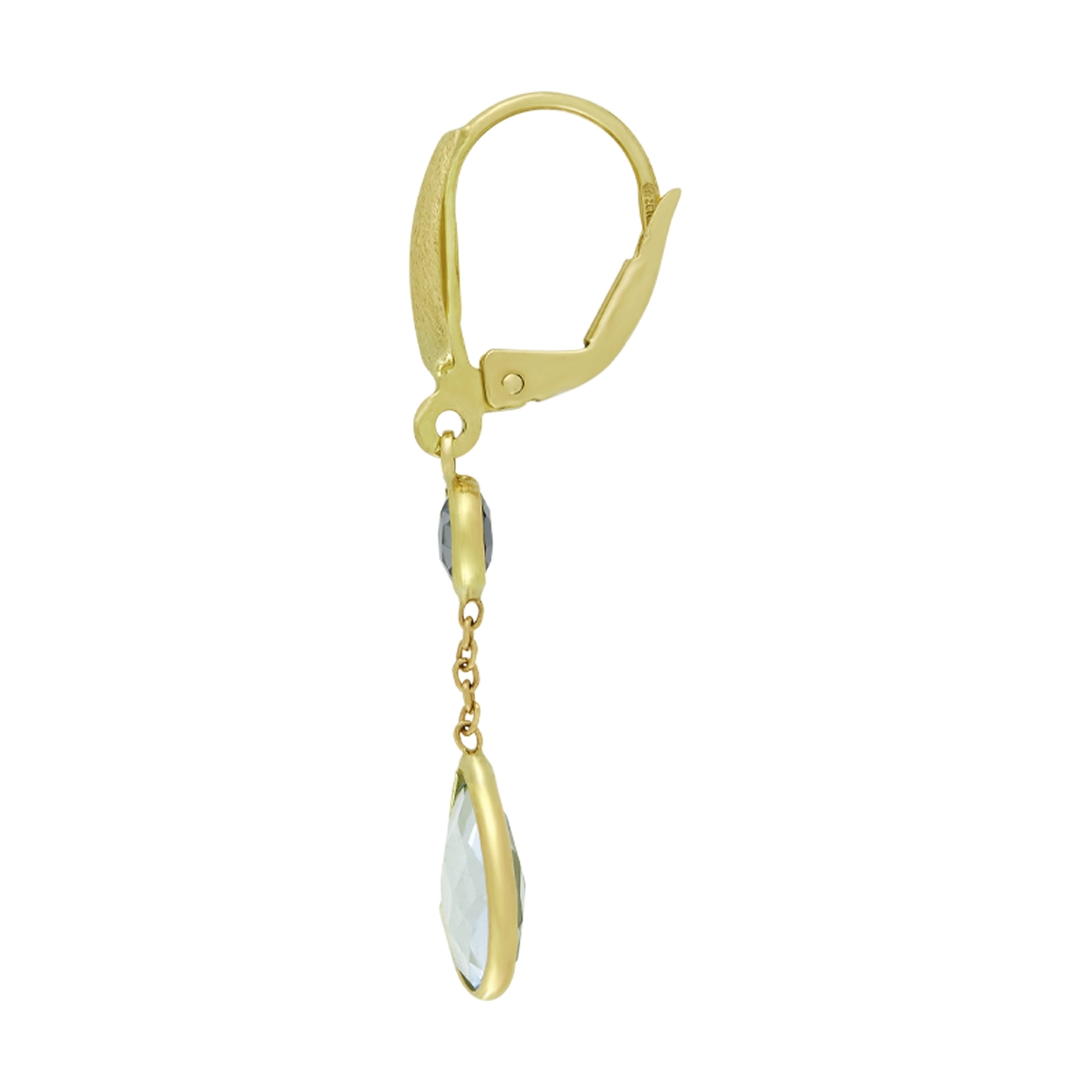 Aretes en oro amarillo de 18 Kilates satinado, Bisel+decoración, con 2 topacios centrales y decoración en zircones