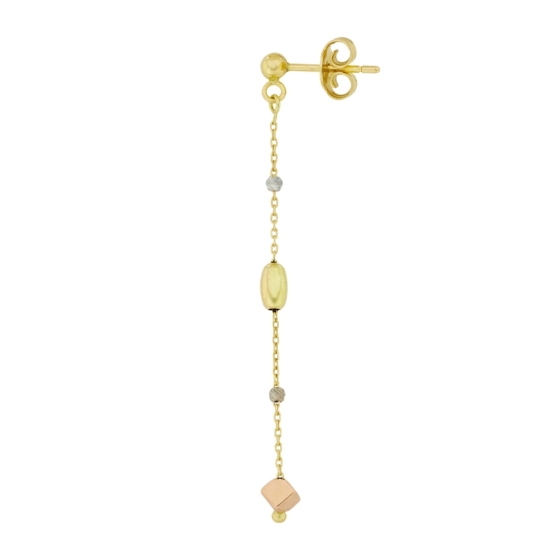 Aretes en oro amarillo de 18 Kilates con visos, Tiras, 0.50 mm. de ancho